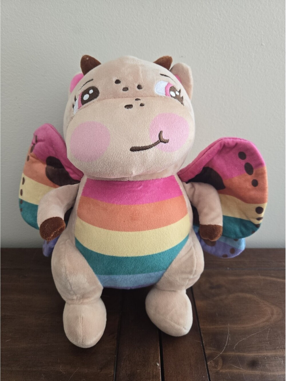 Moriah Elizabeth Spring Rosie Bashful Dragon Beige Soft Plush Toy 12” Rainbow